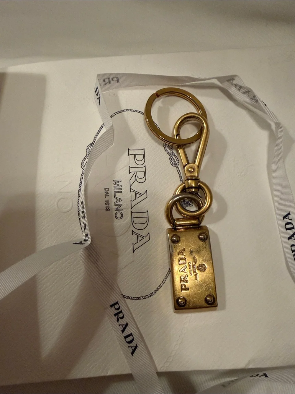 Prada Brass-Tone Logo Key